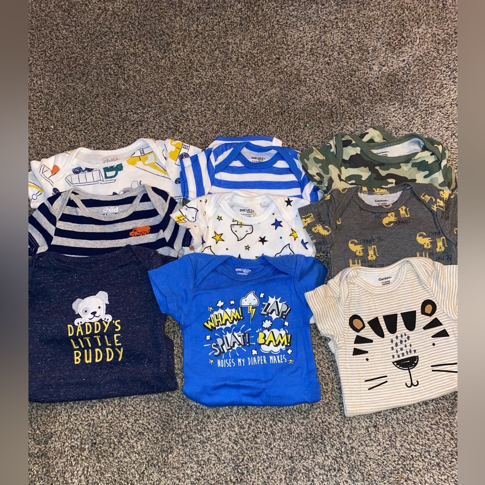 0-3 month onesies and t-shirts